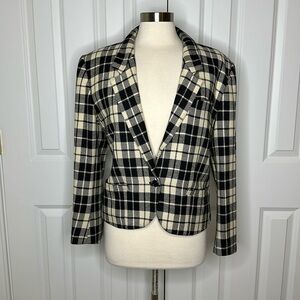 KENZO Paris Vintage Cropped Plaid Wool Cashmere Blazer Sz40